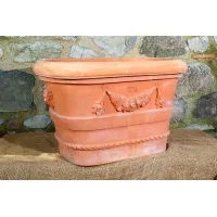 Picture Oblong decorative flower pot made of clay - Fornace Masini
