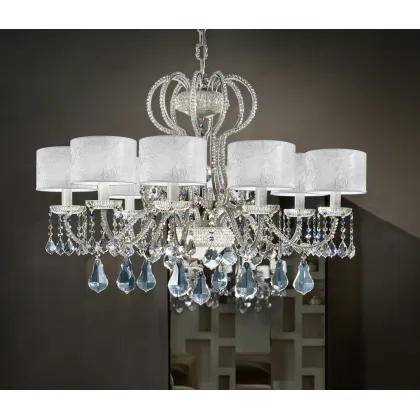 Picture Luxurious chandelier with a metal frame decorated with crystals