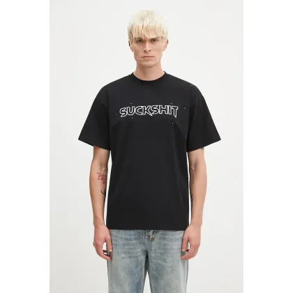 Zdjęcie Aries t-shirt bawełniany Suckshit SS Tee męski kolor czarny z nadrukiem AR6003202