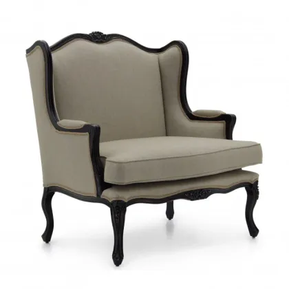 Zdjęcie Beżowy elegancki fotel z drewna bukowego w stylu klasycznym - Sevensedie