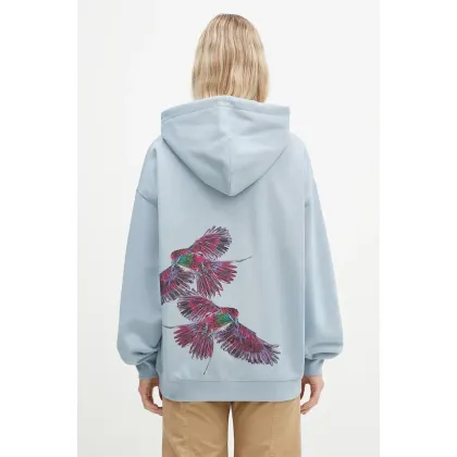 Zdjęcie Y-3 bluza Graphic Hoodie damska kolor niebieski z kapturem z nadrukiem IW2474