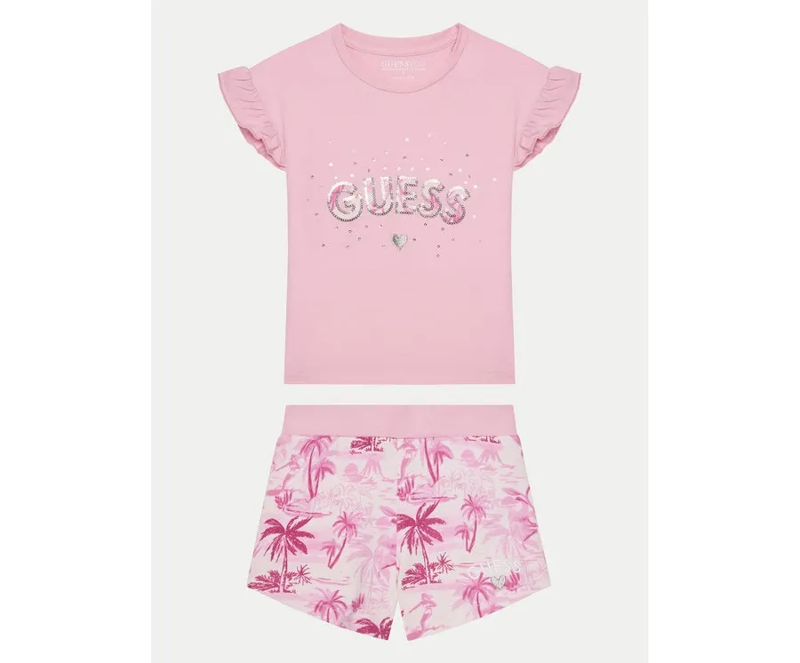 obrazek 1 Guess Komplet t-shirt i spodenki K5GG05 K6YW4 Różowy Regular Fit