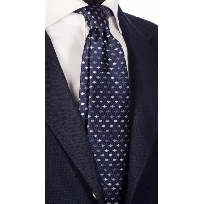 Zdjęcie Elegancki, granatowy krawat w złote romby