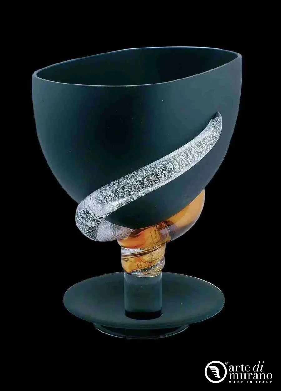 obrazek 1 Ekskluzywny czarny satynowy wazon z dmuchanego szkła Murano