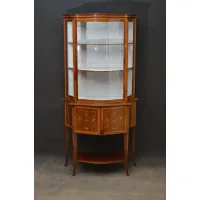 Zdjęcie Antyczna mahoniowa serwantka i witryna z wnętrzem pokrytym aksamitem