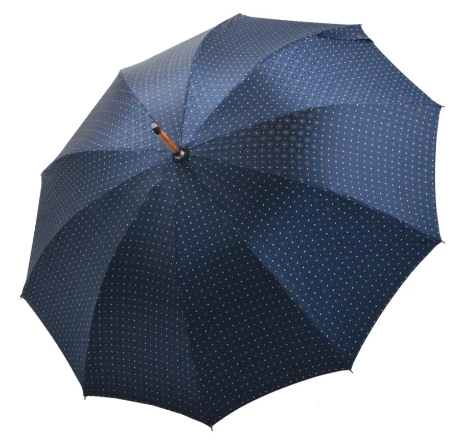 obrazek 1 Gustowny długi parasol z drewnianym uchwytem i włoską tkaniną