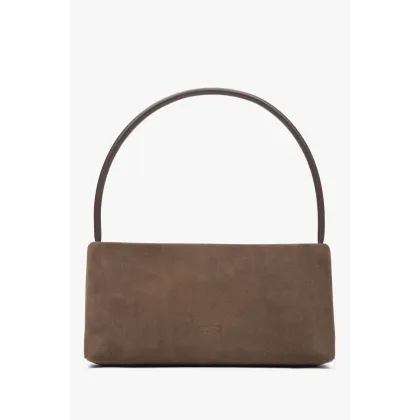 Zdjęcie Estro: Brązowa torebka damska na ramię z weluru naturalnego