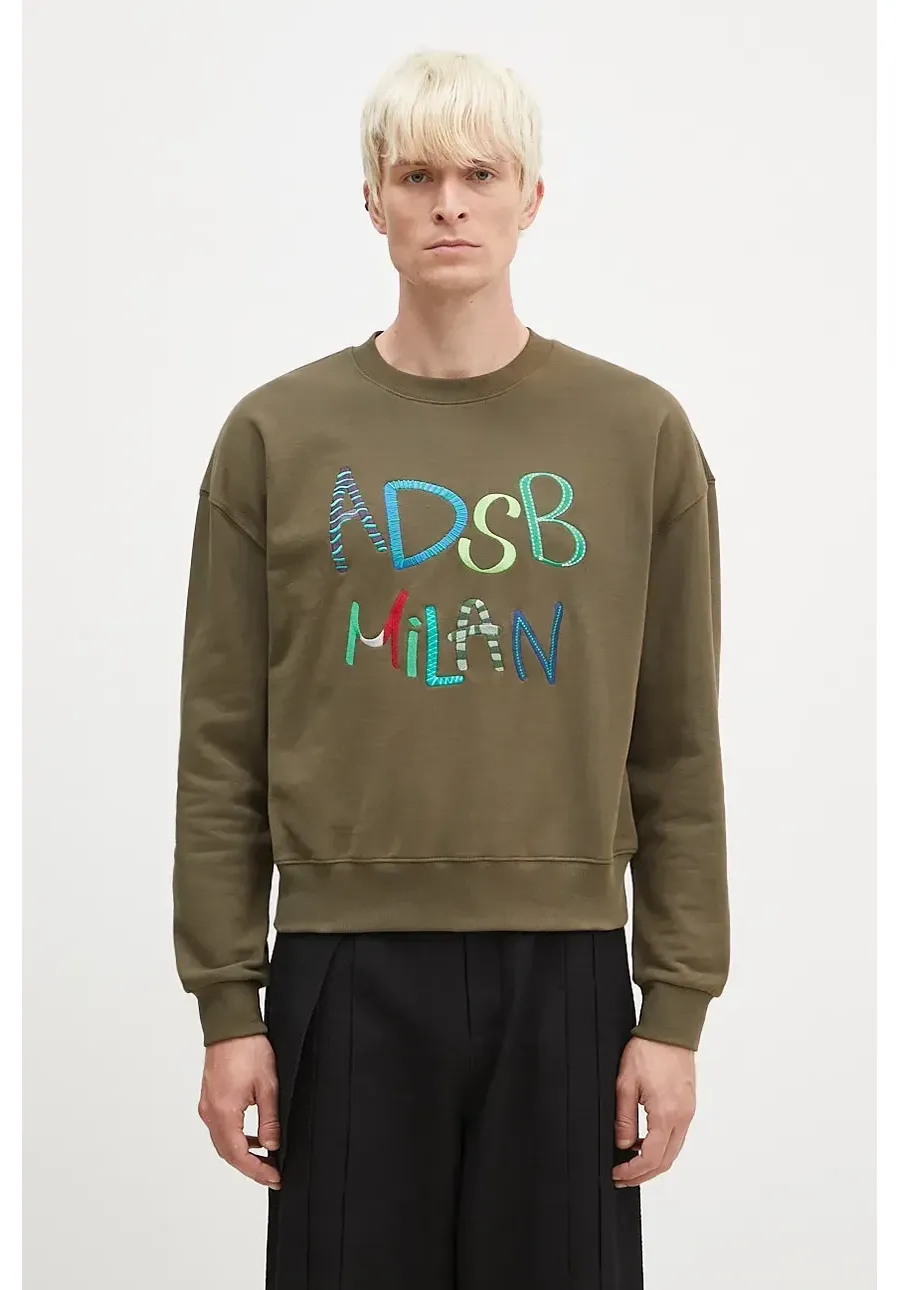 obrazek 1 Andersson Bell bluza bawełniana Milan Embroidery Sweatshirt kolor zielony z aplikacją atb1149u
