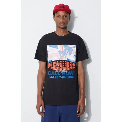 Zdjęcie PLEASURES t-shirt bawełniany kolor czarny z nadrukiem