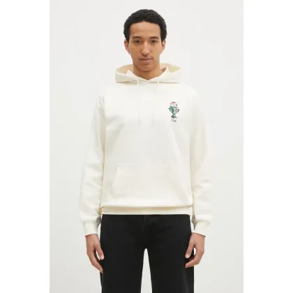 Zdjęcie Drôle de Monsieur bluza bawełniana Le Hoodie Vase męska kolor beżowy z kapturem z aplikacją F-HO174-CO127-CM