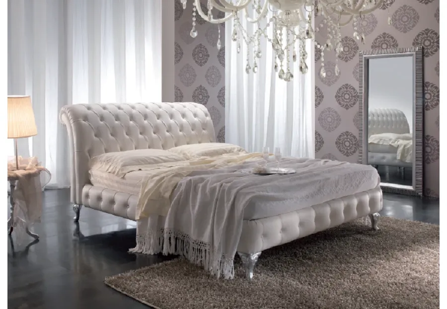 obrazek 1 Łózko ze skóry do materaca 180x200cm w stylu chesterfield