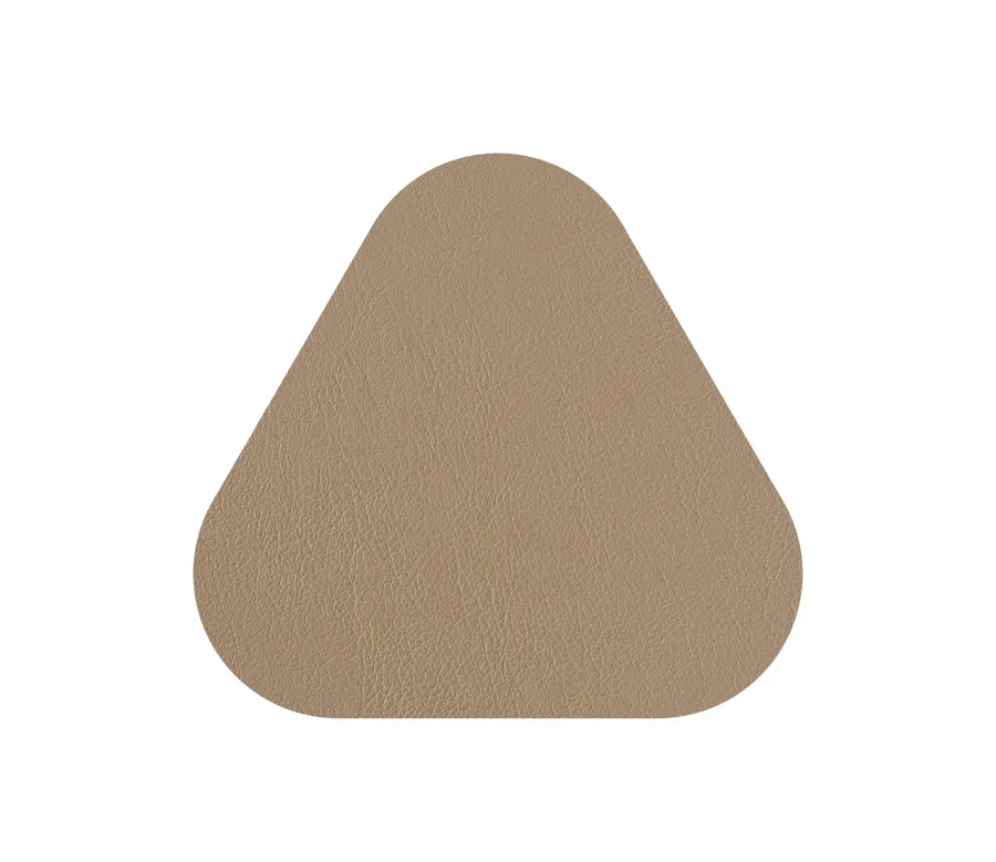obrazek 2 Skórzana podkładka pod szklankę w kształcie trójkąta w kolorze cappuccino i czekoladowym