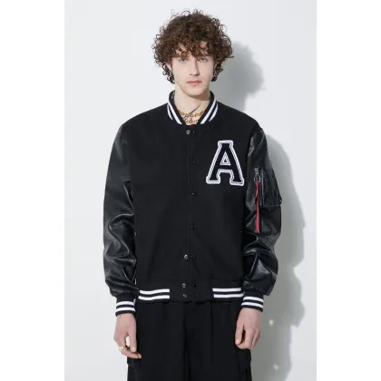 Zdjęcie Alpha Industries kurtka bomber PU College męski kolor czarny przejściowa 146111