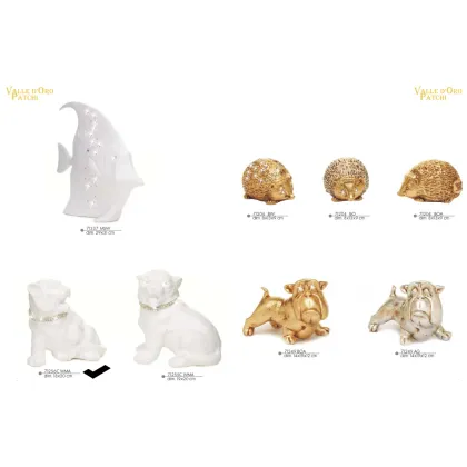 Picture Extravagant ceramic figure - a white tiger with a collar - Valle d'Oro Patchi