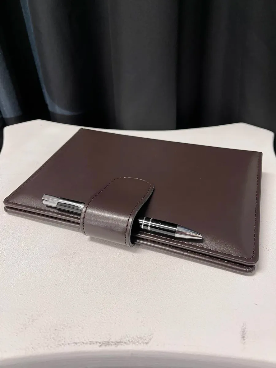 picture 1 Black leather notebook with daily planner and calendar