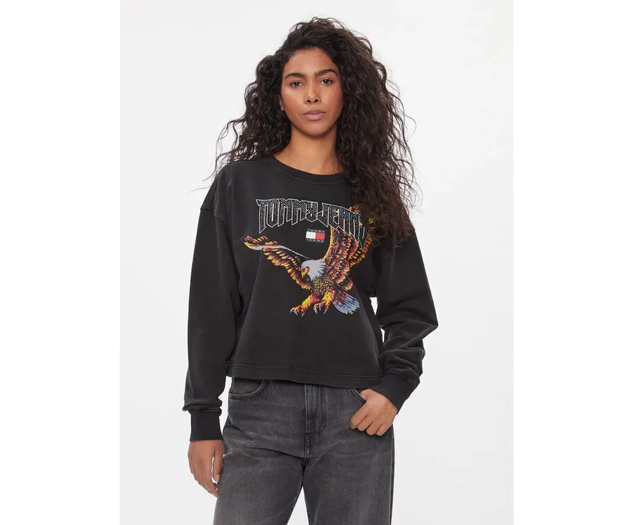 obrazek 1 Tommy Jeans Bluza Vintage Eagle DW0DW16415 Czarny Cropped Fit