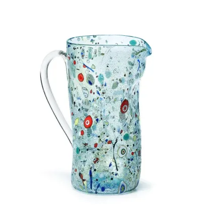 Zdjęcie Błękitny dzbanek z kolorowego szkła (25 cm)