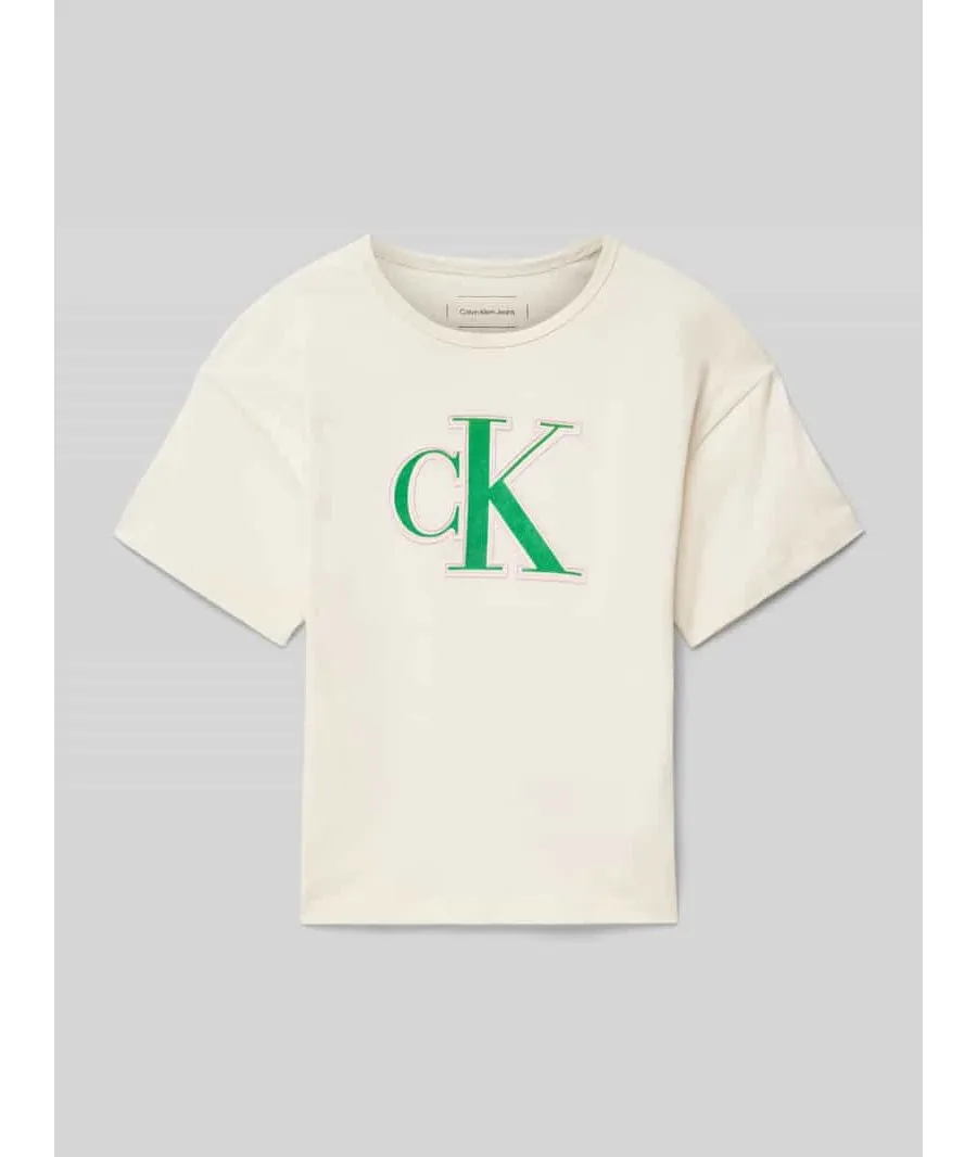 obrazek 1 Calvin Klein Jeans T-Shirt IG0IG02806 Écru Boxy Fit