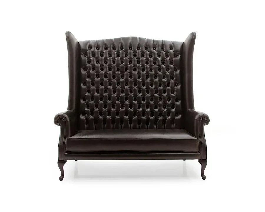 obrazek 3 Elegancka skórzana sofa z wysokim pikowanym oparciem - Sevensedie