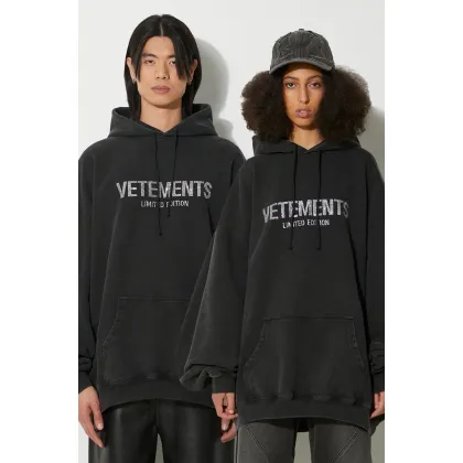 Zdjęcie VETEMENTS bluza Crystal Limited Edition kolor czarny z kapturem z aplikacją UE64HD650B