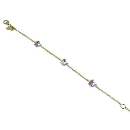 Zdjęcie Bransoletka dziewczęca z emaliowanymi kotkami na łańcuszku typu rolo