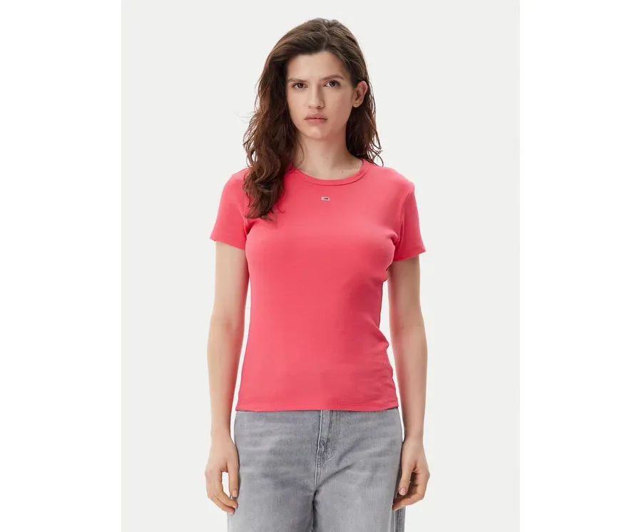 obrazek 1 Tommy Jeans T-Shirt Essential DW0DW17383 Różowy Slim Fit