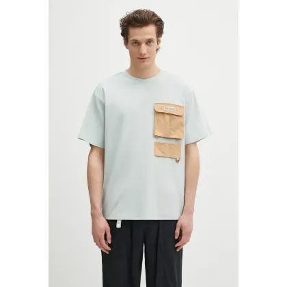 Zdjęcie Columbia t-shirt Cove Beach męski kolor turkusowy z aplikacją 2126091