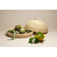 Picture Fruit basket with a lid made of natural wicker