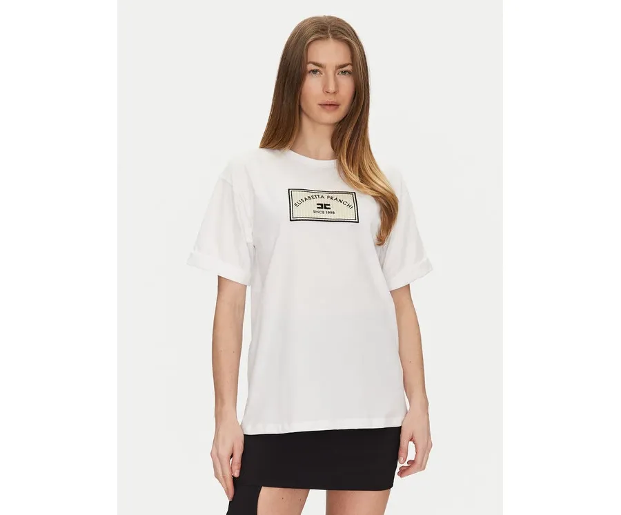 obrazek 1 Elisabetta Franchi T-Shirt MA-035-51E2-V170 Biały Regular Fit