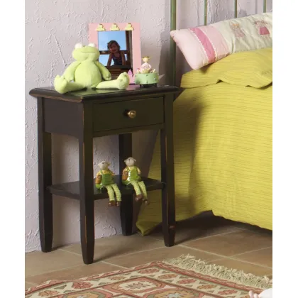 Picture Elegant Italian wooden bedside table with one drawer in Provencal style