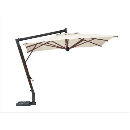 Zdjęcie Stylowy prostokątny drewniany parasol na wsporniku 300×400 cm do ogrodu i na taras