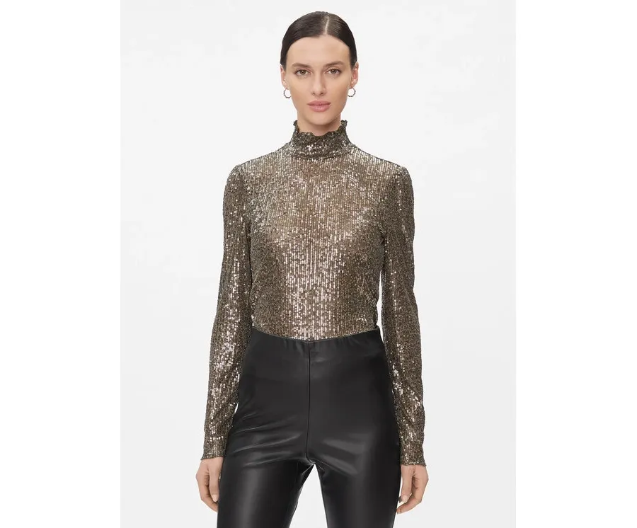 obrazek 1 Bruuns Bazaar Bluzka Aniqa BBW3588 Szary Slim Fit