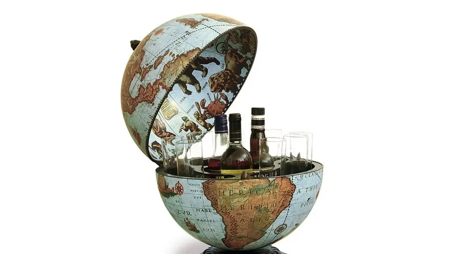 picture 2 Zoffoli Interno 40 cm Blue desk globe with drinks cabinet