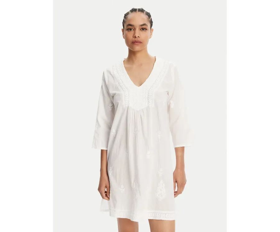 obrazek 1 Selmark Sukienka letnia BC198 Biały Relaxed Fit