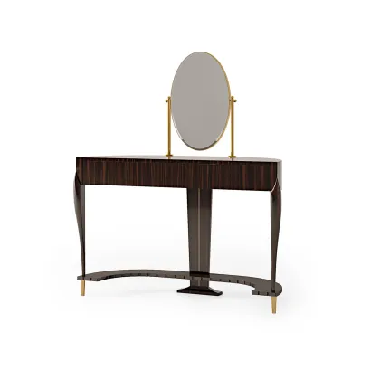 Picture Italian dark brown classic makeup table with mirror - Bianchini