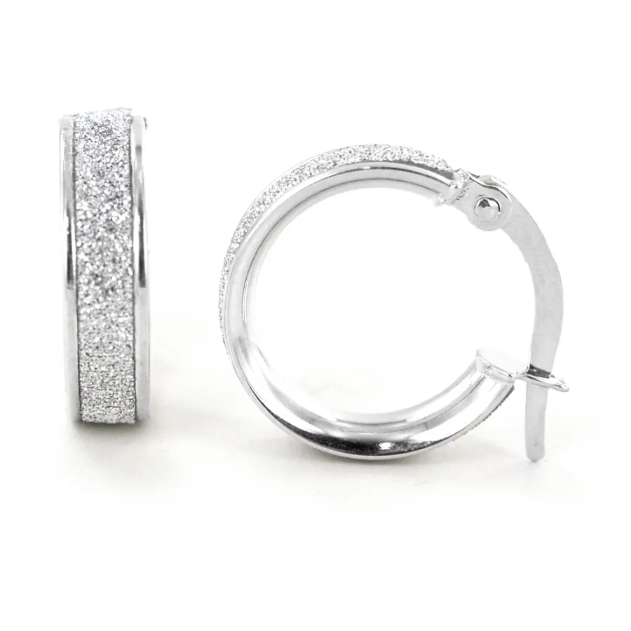 obrazek 2 Damskie kolczyki koła z białego złota z brokatem