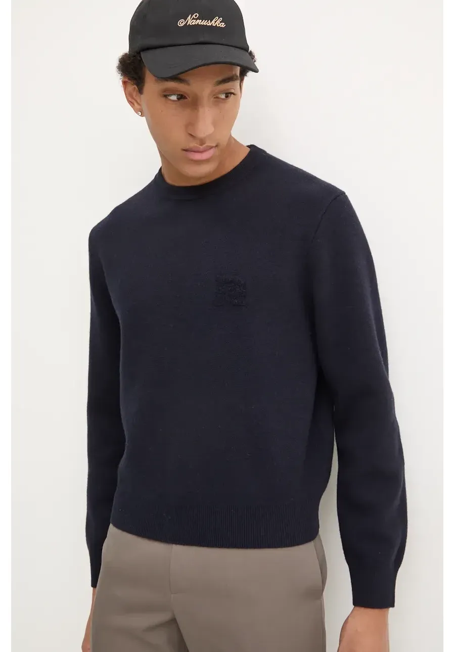 obrazek 1 Nanushka sweter wełniany STONO męski kolor granatowy  NM24PFSW00357