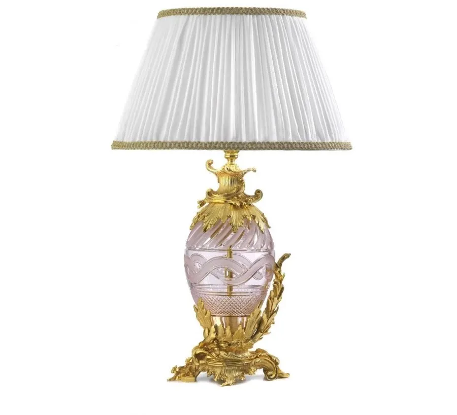 obrazek 1 Piękna lampa stołowa z kryształu i złotymi zdobieniami