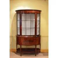 Picture Antique - excellent quality Edwardian, mahogany and inlaid display cabinet/case