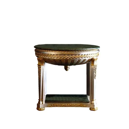 Zdjęcie Elitarny stolik COPA - złoto, srebro na drewnie, zielony marmur - Collecion Alexandra