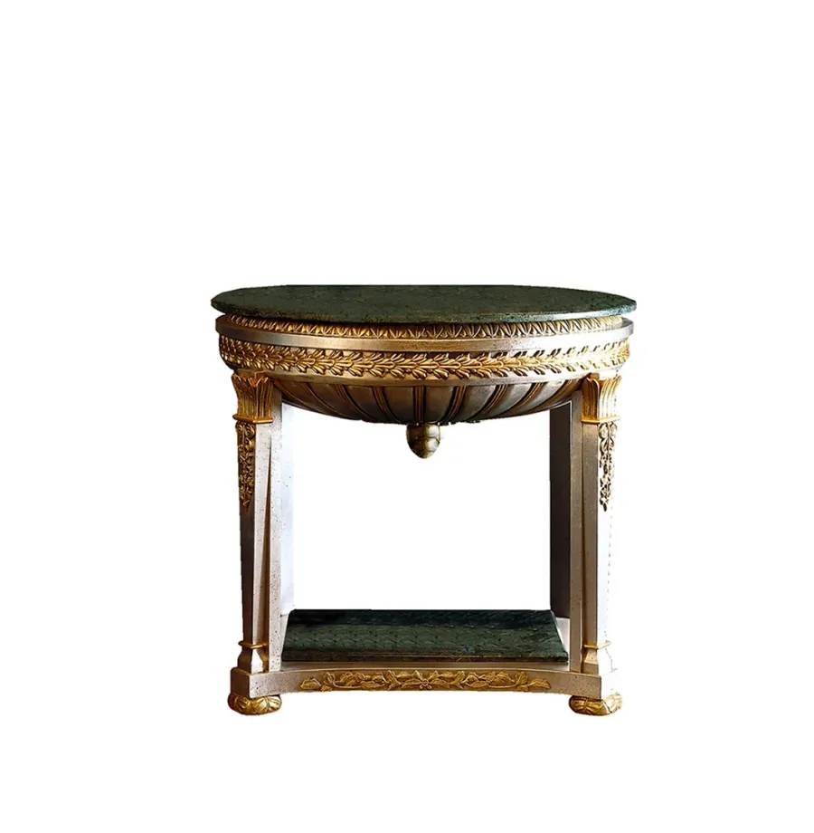 obrazek 1 Elitarny stolik COPA - złoto, srebro na drewnie, zielony marmur - Collecion Alexandra