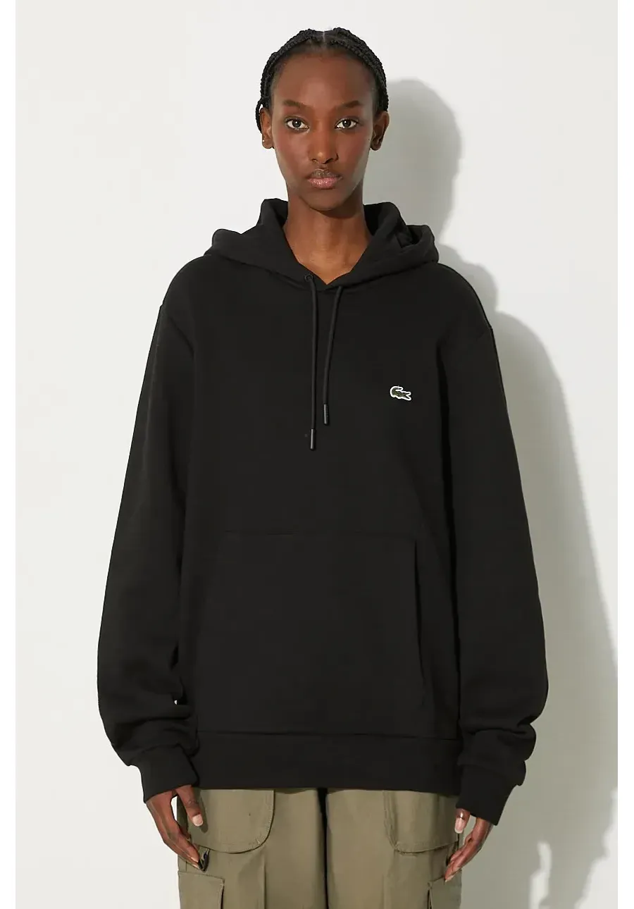 obrazek 1 Lacoste bluza kolor czarny z kapturem gładka