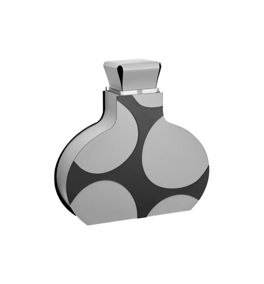 obrazek 2 Skórzany wazon Otto 9x37xH38 cm w kolorze szarym i czarnym