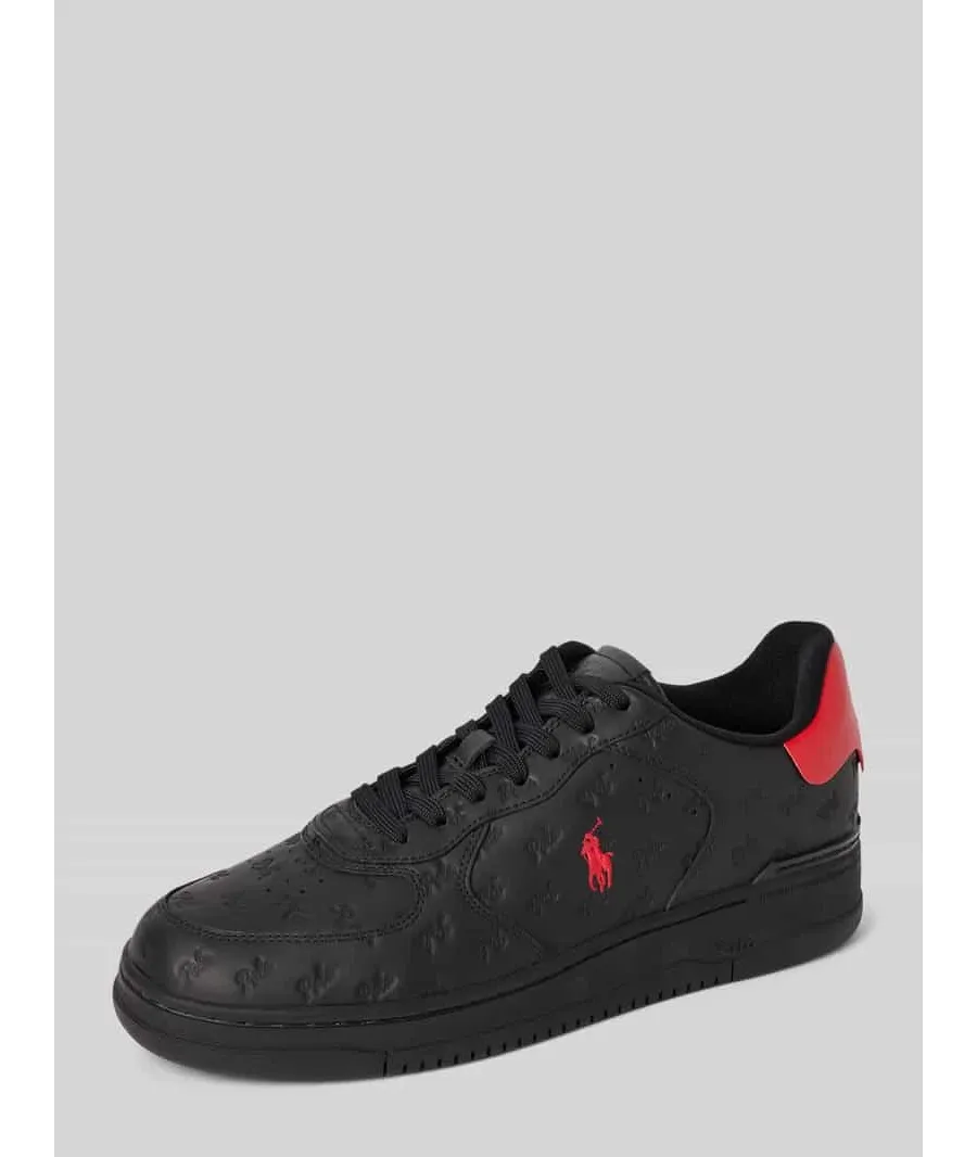 obrazek 1 Sneakersy skórzane z fakturowanym wzorem z logo