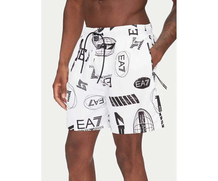 obrazek 1 EA7 Emporio Armani Szorty kąpielowe 7M000520 AF13069 F0043 Biały Regular Fit