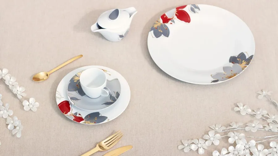 obrazek 4 Fantastyczny komplet porcelanowej zastawy stołowej 68 el. - Porcel