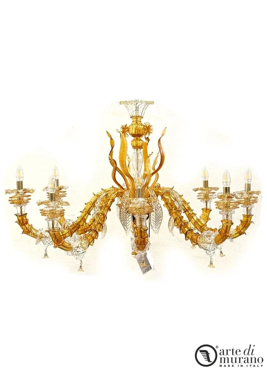 obrazek 1 Nietuzinkowy wenecki żyrandol do salonu ze szkła Murano na 8 żarówek