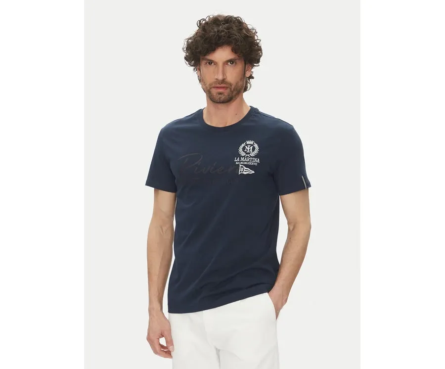 obrazek 1 La Martina T-Shirt Algernon MAR300 JS206 Granatowy Regular Fit