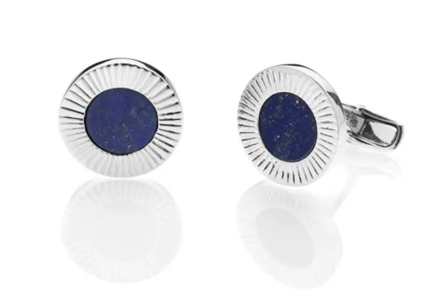 obrazek 1 Włoskie spinki do mankietów Inlay Lapislazuli