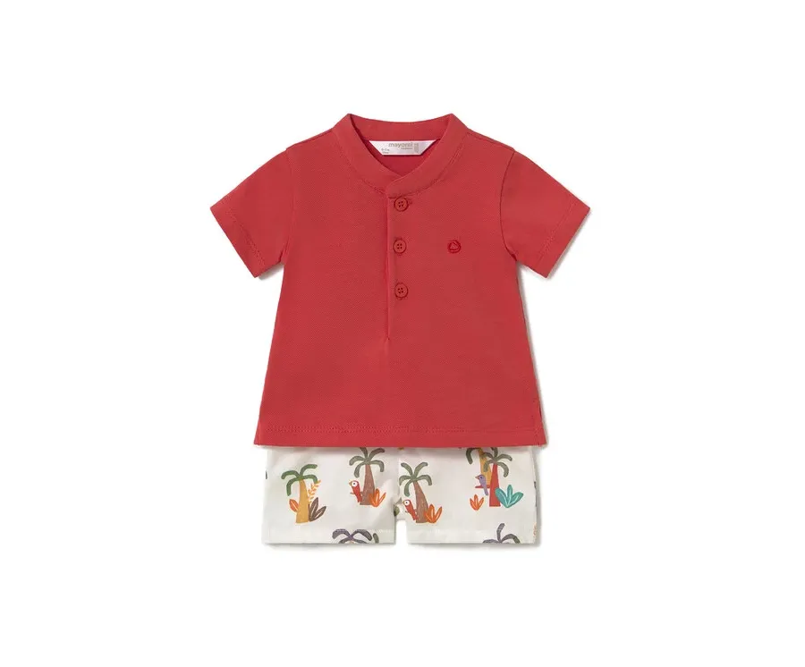 obrazek 1 Mayoral Komplet polo i spodenki 1217 Czerwony Regular Fit